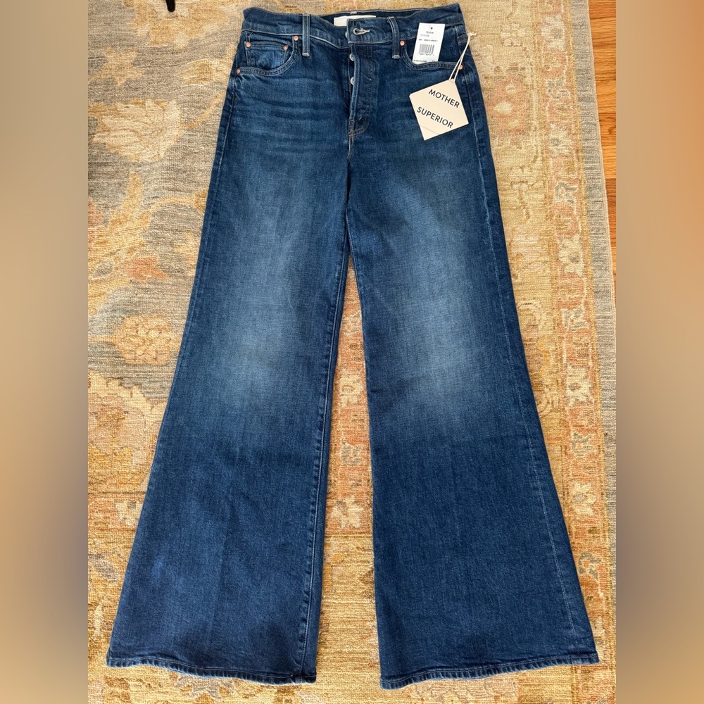 MOTHER Wide-Leg Jeans in Dark Indigo Wash